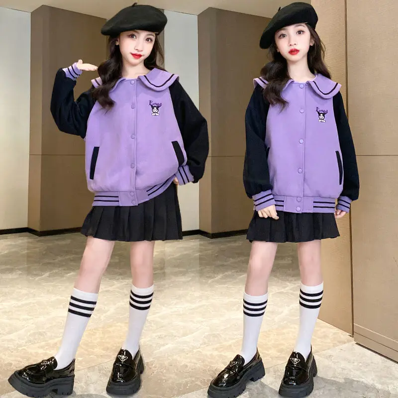 Kawaii Sanrios Kuromi Girl Child Autumn Clothes Cute Cartoon Baseball Jacket Kids Navy Collar Zhongdatong Windbreaker Top
Kawaii Sanrios Kuromi Girl Child Autumn Clothes Cute Cartoon Baseball Jacket Kids Navy Collar Zhongdatong Windbreaker Top