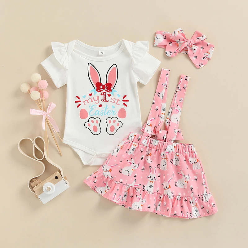 Baby Girl’s Three Piece Set Cartoon Easter Print Short Sleeve Romper and Suspender Skirt & Headband
Baby Girl’s Three Piece Set Cartoon Easter Print Short Sleeve Romper and Suspender Skirt & Headband