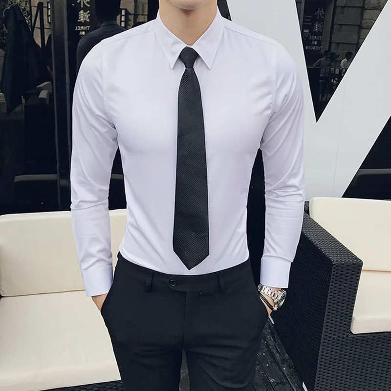 Men's White Shirt New Long-sleeved Stretch Slim Korean Version of Pure Color Business Formal Wear Fashion Men's Clothing Shirt
Men's White Shirt New Long-sleeved Stretch Slim Korean Version of Pure Color Business Formal Wear Fashion Men's Clothing Shirt