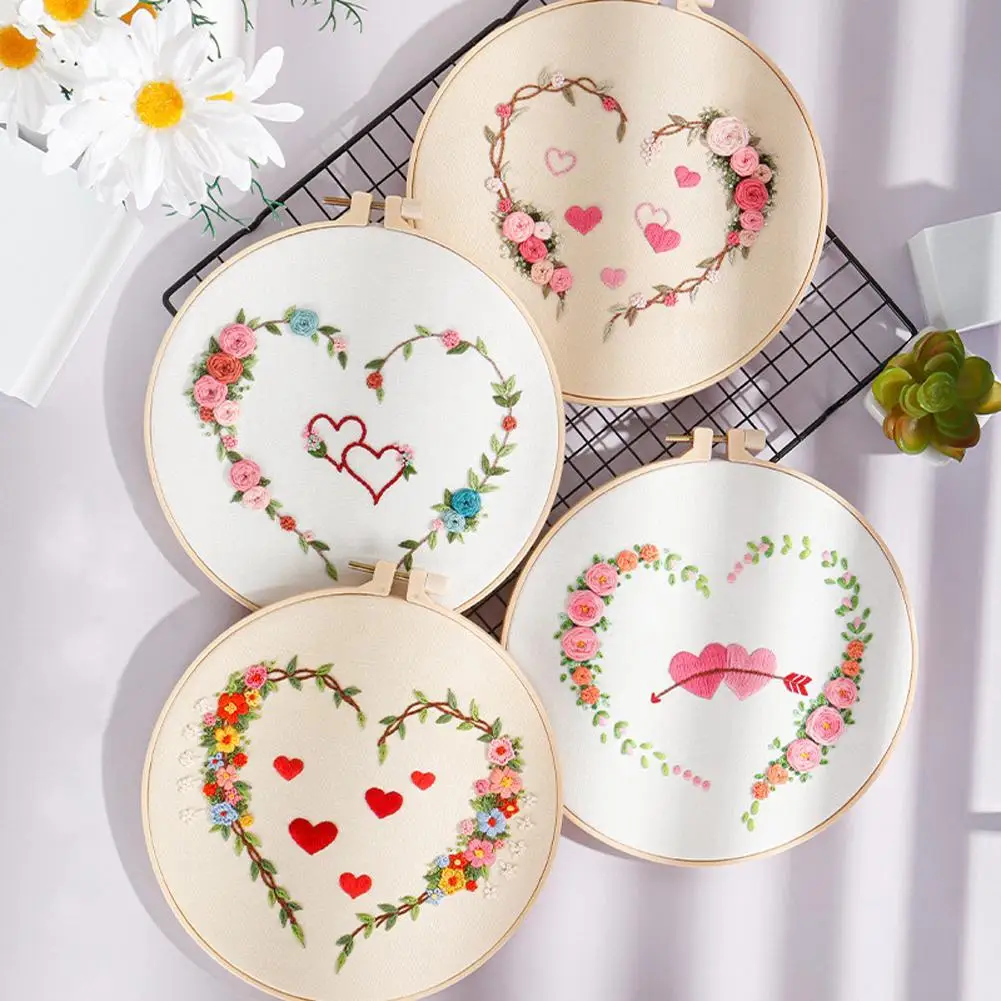 

NEW Diy Embroidery Kit With Heart-shaped Pattern Hand-stitched Decor Ornament Women Hobbies For Craft Lover