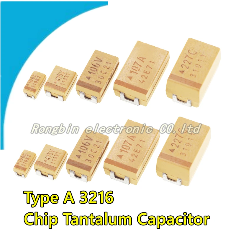 50PCS Type A 3216 1206 Chip Tantalum Capacitor SMD 1/2.2/3.3/4.7/10/22/33/47/100UF 6.3V 10V 16V 25V 35V 104 3216A CASE-A-3216
50PCS Type A 3216 1206 Chip Tantalum Capacitor SMD 1/2.2/3.3/4.7/10/22/33/47/100UF 6.3V 10V 16V 25V 35V 104 3216A CASE-A-3216