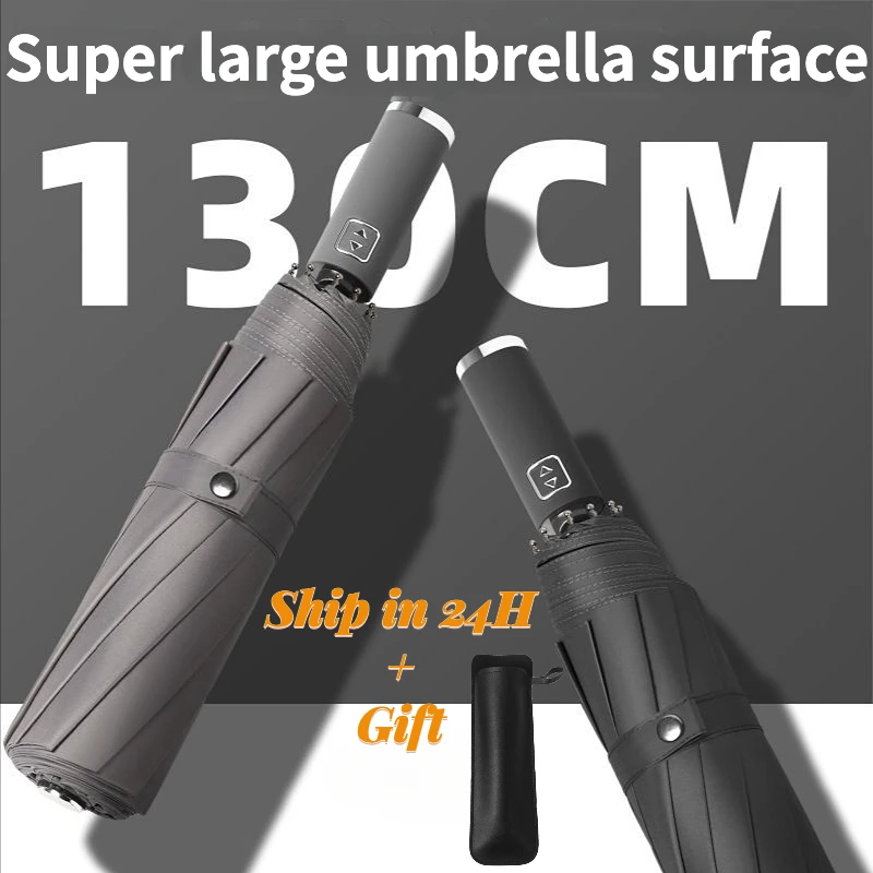 

Ветрозащитный мощный супер большой полностью автоматический складной зонт для мужчин деловые водонепроницаемые солнцезащитные прочные зонты с защитой от УФ лучей большие Зонты