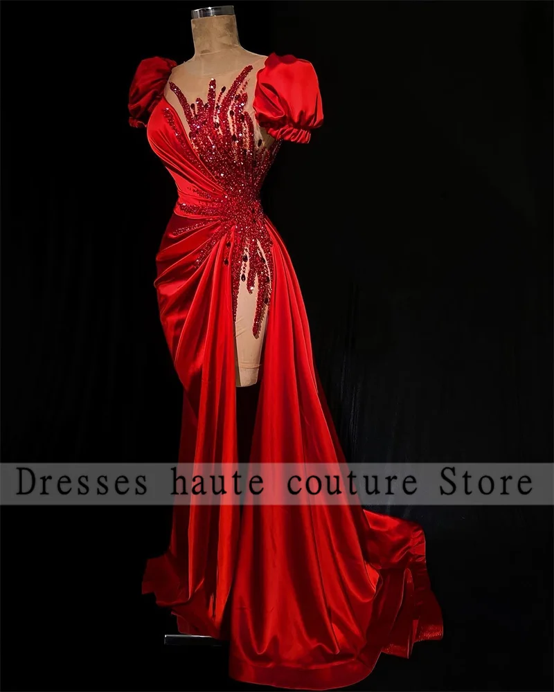 Luxury Red Beaded Mermaid Prom Dresses 2022 For Black Girls Sexy Side Split Party Gowns Short Sleeve Satin Celebrity Dress
Luxury Red Beaded Mermaid Prom Dresses 2022 For Black Girls Sexy Side Split Party Gowns Short Sleeve Satin Celebrity Dress