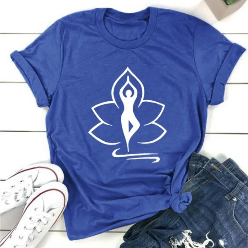 European and American Women's Yoga Printed T-shirt with Round Collar and Short Sleeves Graphic T Shirts Y2k Aesthetic Tops Tee
European and American Women's Yoga Printed T-shirt with Round Collar and Short Sleeves Graphic T Shirts Y2k Aesthetic Tops Tee