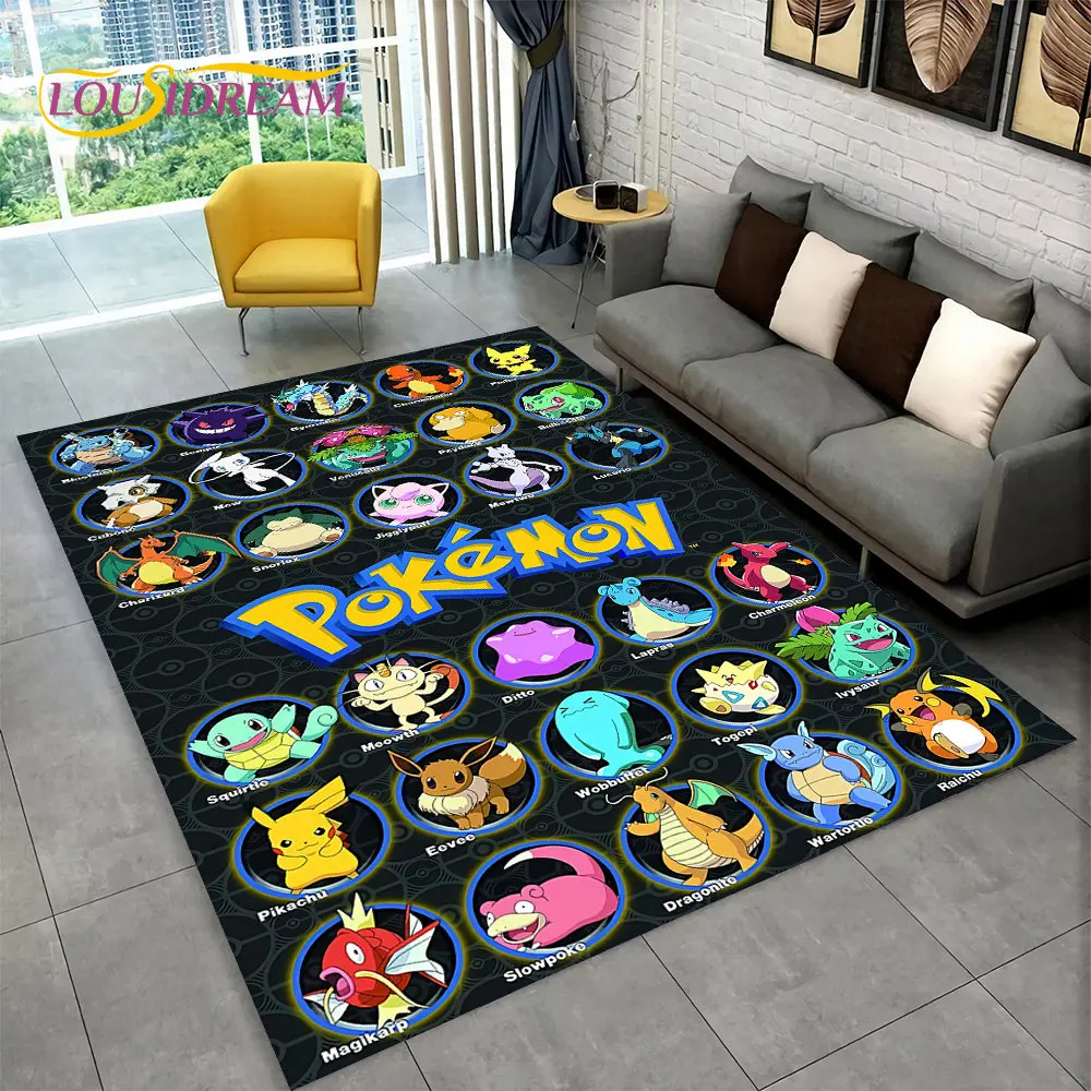 

3D Cartoon P-Pokemon Area Rug,Anime Carpet Rug for Living Room Bedroom Sofa Kitchen Doormat Decor,Kid Play Non-slip Floor Mat