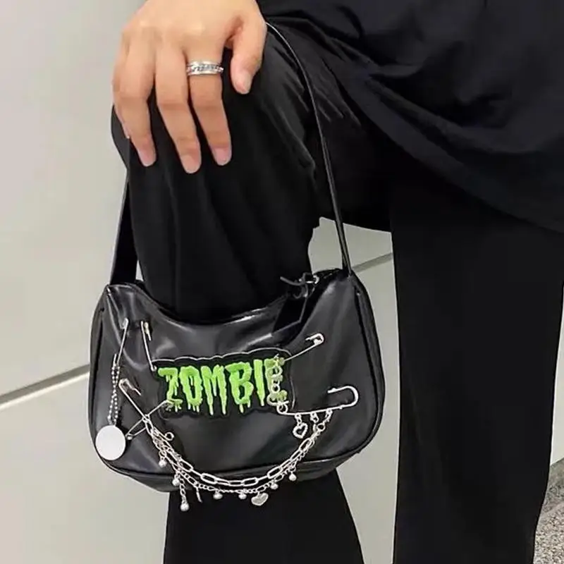 Metal Pendant Embroidered Y2K Shoulder Bag Woman Fashion High Quality Pu Women's Handbag Designer Pin Leather Underarm Bag Lady 
Metal Pendant Embroidered Y2K Shoulder Bag Woman Fashion High Quality Pu Women's Handbag Designer Pin Leather Underarm Bag Lady