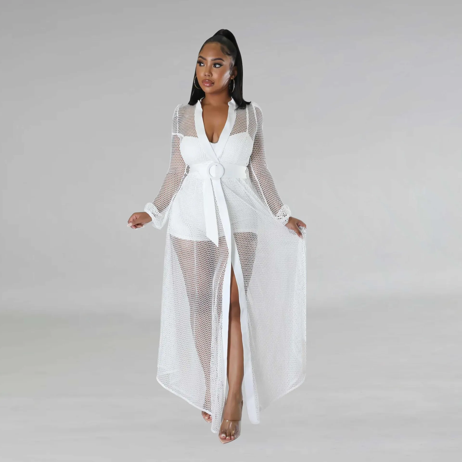 Sexy Women Sheer Mesh Beach Dress Long Sleeve Long Cardigans Sexy See Through Robe and Romper Suits
Sexy Women Sheer Mesh Beach Dress Long Sleeve Long Cardigans Sexy See Through Robe and Romper Suits