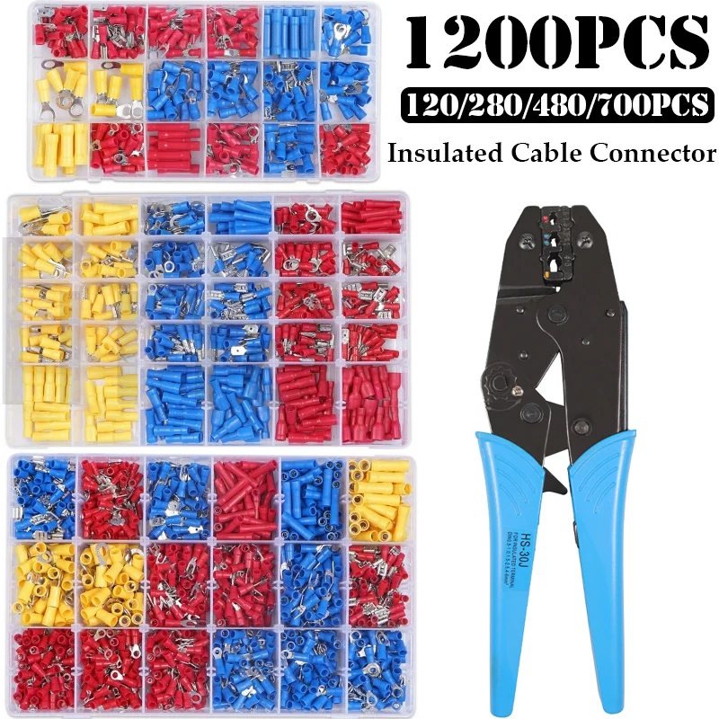280/700/1200PCS Insulated Electrical Connectors Terminal Spade Cable Wire Crimp Butt Ring Fork Set Ring Lugs Rolled Crimp Pliers
280/700/1200PCS Insulated Electrical Connectors Terminal Spade Cable Wire Crimp Butt Ring Fork Set Ring Lugs Rolled Crimp Pliers