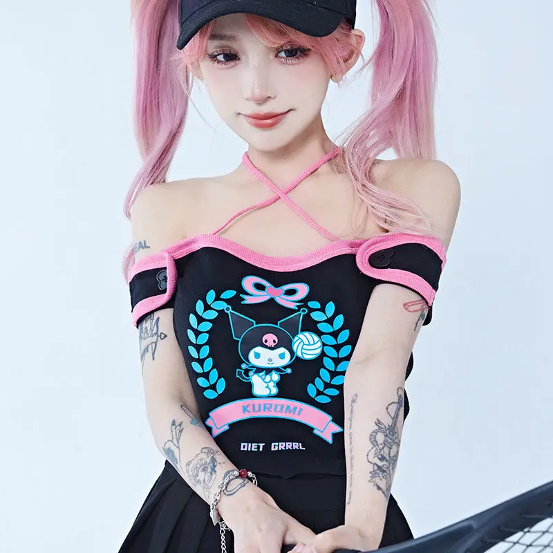 Симпатичные Мультяшные Sanrios Kuromi, новинка, лидер продаж, Стильная летняя цветная контрастная майка с открытой шеей и лямкой на шее, хлопковая Облегающая майка с принтом для девушек
Симпатичные Мультяшные Sanrios Kuromi, новинка, лидер продаж, Стильная летняя цветная контрастная майка с открытой шеей и лямкой на шее, хлопковая Облегающая майка с принтом для девушек