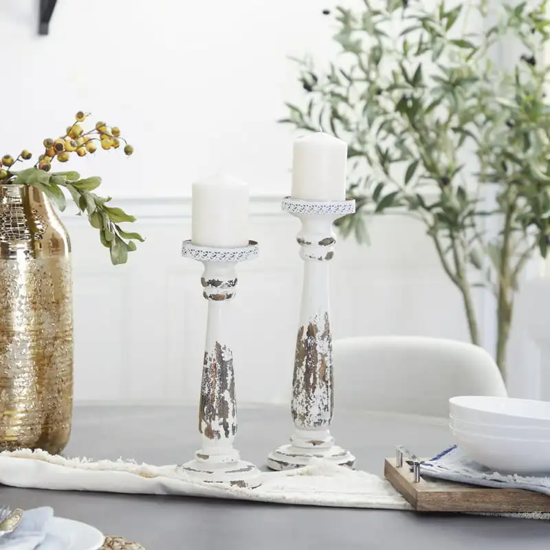 2 Candle Brown Wood Distressed Pillar Candle Holder, Set of 2 for Home Wedding Table Decoration
2 Candle Brown Wood Distressed Pillar Candle Holder, Set of 2 for Home Wedding Table Decoration