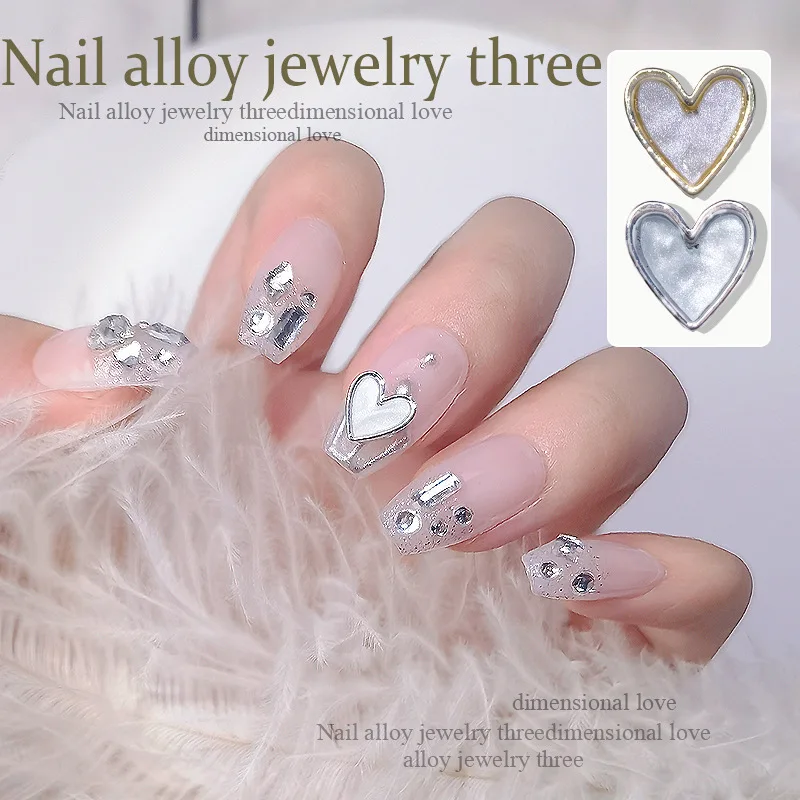 6 шт. ювелирные изделия из сплава для ногтей Золотой и Серебряный фритилярия любовь алмазные окантовки персиковые украшения для ногтей Подв...