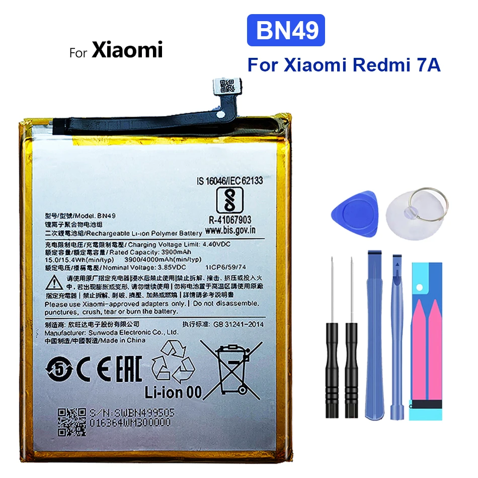 Battery For Xiaomi Red mi BN49 4000mAh For Xiao mi Redmi 7A Redmi7A Redmi 7 A For Redrice BN 49 Bateria
Battery For Xiaomi Red mi BN49 4000mAh For Xiao mi Redmi 7A Redmi7A Redmi 7 A For Redrice BN 49 Bateria