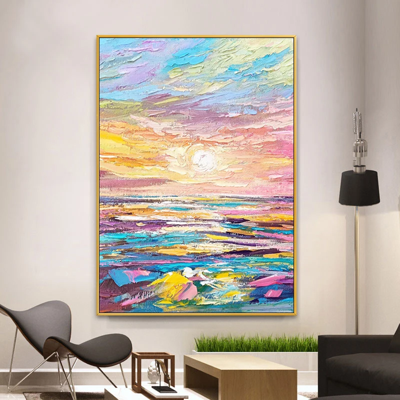 3D Knife Painting Modern Sunrise Seaside Scenery 100% Hand Painted Oil Painting Wall Art For Home Living Room Handmade
3D Knife Painting Modern Sunrise Seaside Scenery 100% Hand Painted Oil Painting Wall Art For Home Living Room Handmade
