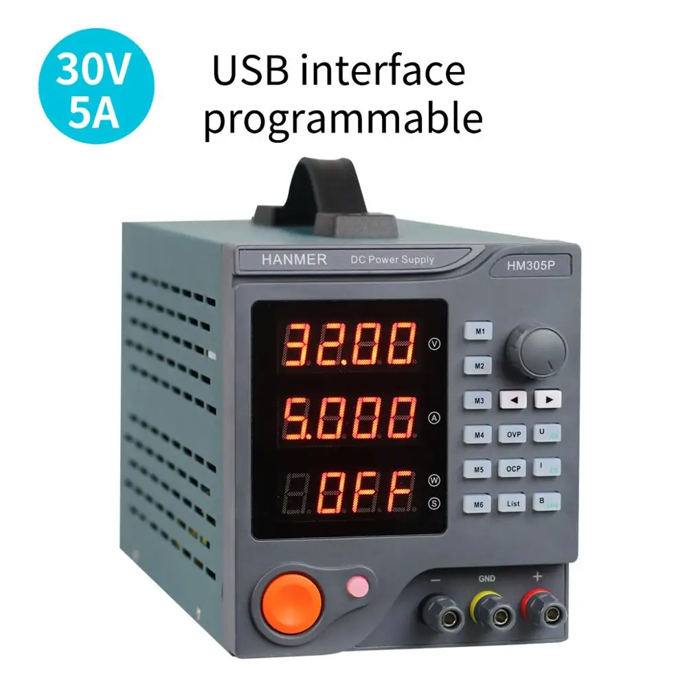 Programmable DC power supply (0-30 V 0-5 A) switchable regulated power supply, digital, with PC software and USB interface
Programmable DC power supply (0-30 V 0-5 A) switchable regulated power supply, digital, with PC software and USB interface