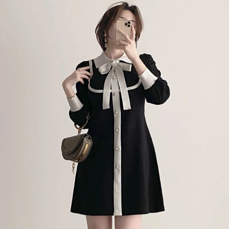 A GIRLS Kimotimo Knit Dress Women Korean Chic Hepburn Pearl Button Bow Belt Turn-down Collar Autumn Retro Elegant A Line
A GIRLS Kimotimo Knit Dress Women Korean Chic Hepburn Pearl Button Bow Belt Turn-down Collar Autumn Retro Elegant A Line