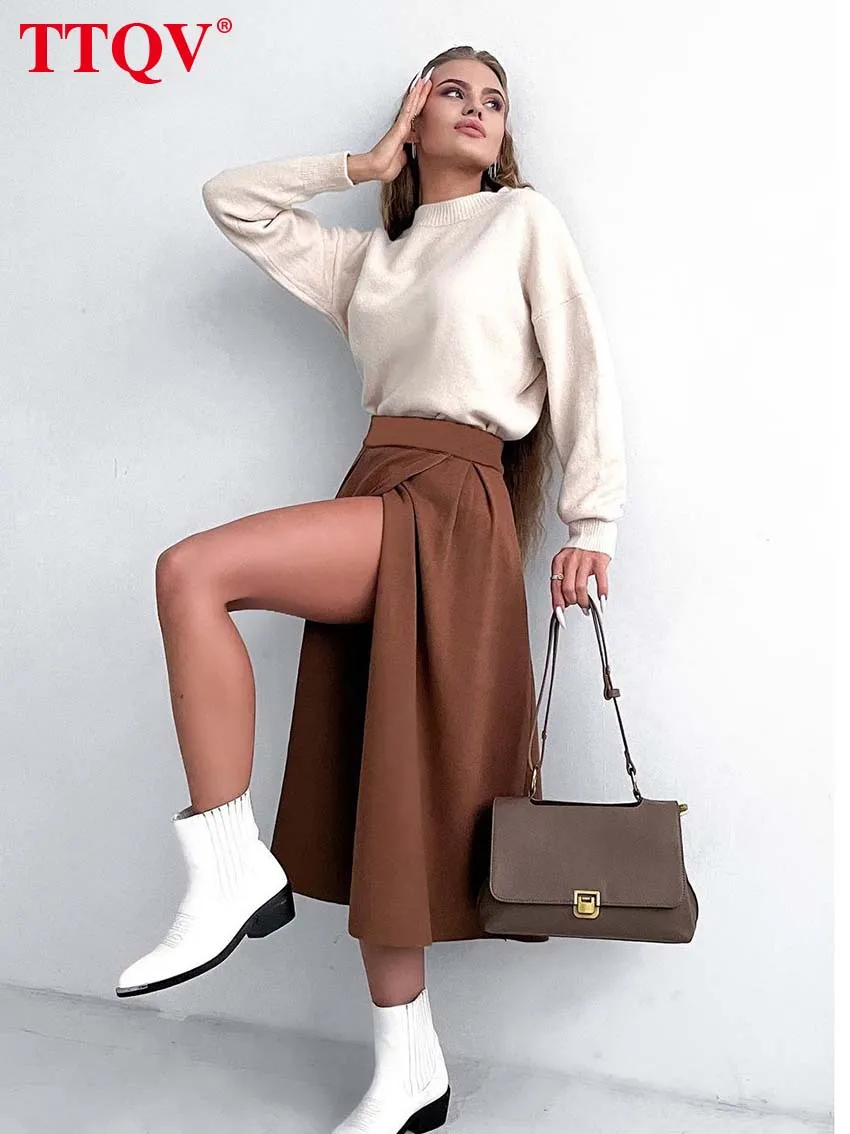 TTQV Sexy Brown Slit Women's Skirt Summer Fashion High-waisted Skirt Ladies Elegant Office Knit Skirts Female Clothing 2022
TTQV Sexy Brown Slit Women's Skirt Summer Fashion High-waisted Skirt Ladies Elegant Office Knit Skirts Female Clothing 2022