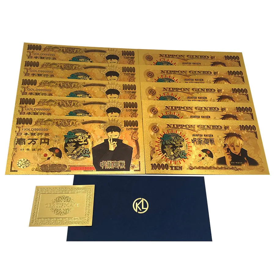 10 pcs Japanese Anime Cartoon Coin Jujutsu Kaisen Yuji Itadori&Gojo Satoru Gold banknote for nice Collection
10 pcs Japanese Anime Cartoon Coin Jujutsu Kaisen Yuji Itadori&Gojo Satoru Gold banknote for nice Collection