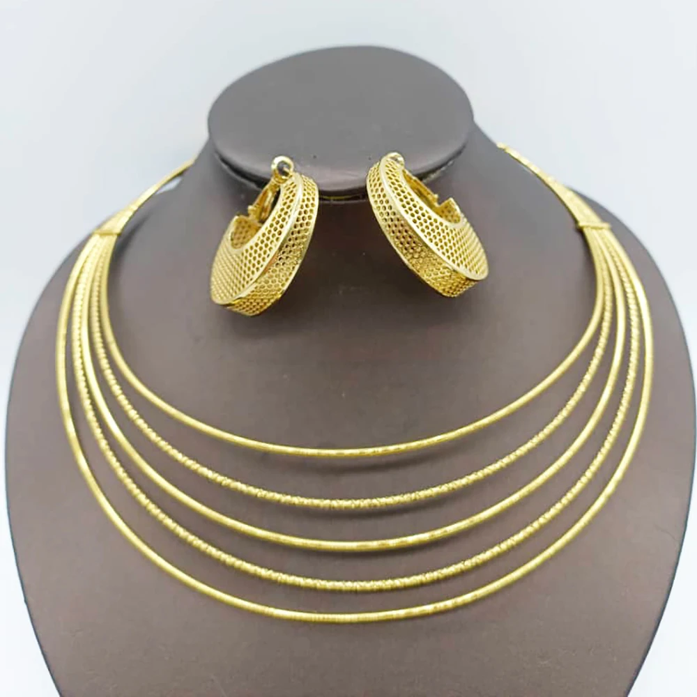 Brazilian Jewelry Set For Women Copper Earrings Necklace Dubai Nigerian African 18k Gold Plated Collars Jewellery Wedding Bridal
Brazilian Jewelry Set For Women Copper Earrings Necklace Dubai Nigerian African 18k Gold Plated Collars Jewellery Wedding Bridal