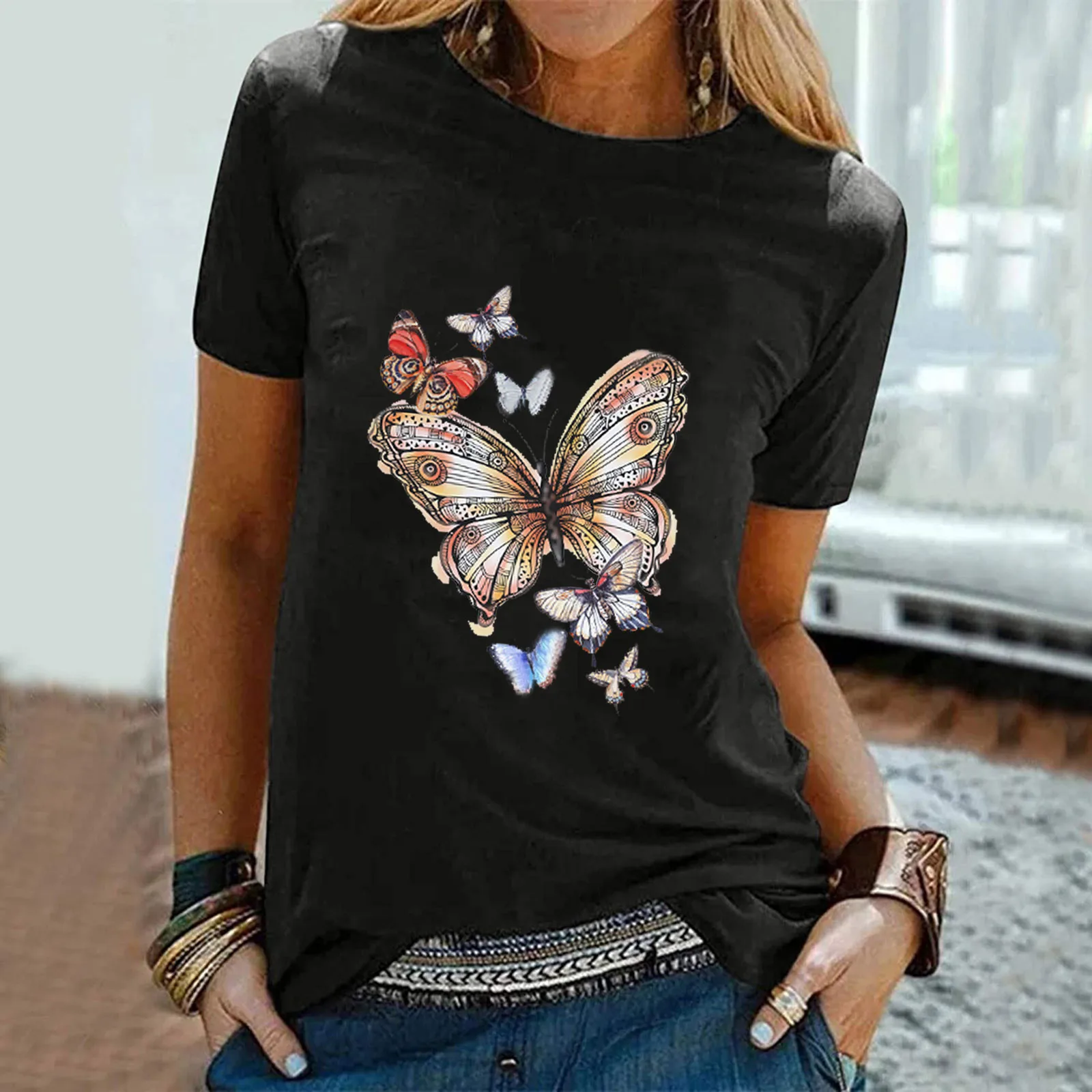 Butterfly Printed T Shirt Women 2022 Casual Summer Top Tee Graphic T-shirt O-Neck Women's T-Shirt Short Sleeves Ladies Clothes
Butterfly Printed T Shirt Women 2022 Casual Summer Top Tee Graphic T-shirt O-Neck Women's T-Shirt Short Sleeves Ladies Clothes