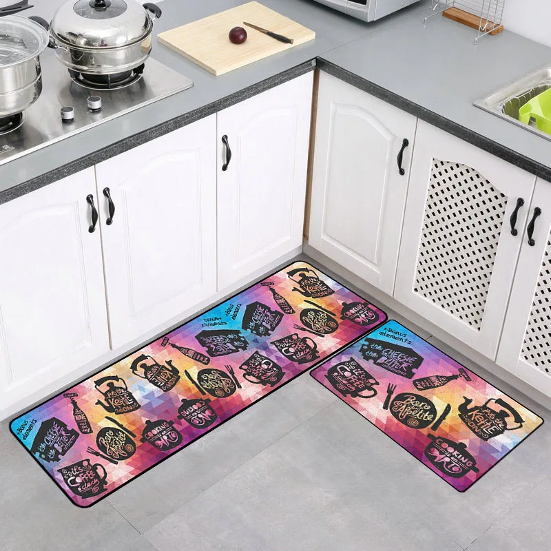 

Kitchen Special Floor Mat Water Absorbing Anti-Skid Dirt Resistant Oil Absorbing Long Household Mat Washable Foot Mat Area Rug