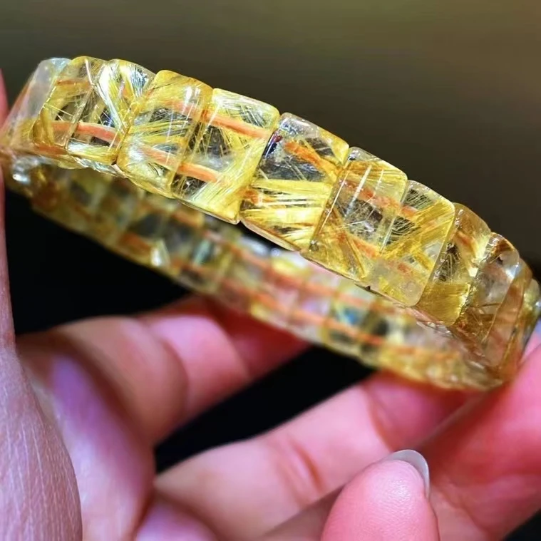 Natural Gold Rutilated Quartz Crystal Clear Rectangle Beads Bracelet Woman Brazil 10.5x7.5x4.5mm Jewelry Brazil AAAAA
Natural Gold Rutilated Quartz Crystal Clear Rectangle Beads Bracelet Woman Brazil 10.5x7.5x4.5mm Jewelry Brazil AAAAA