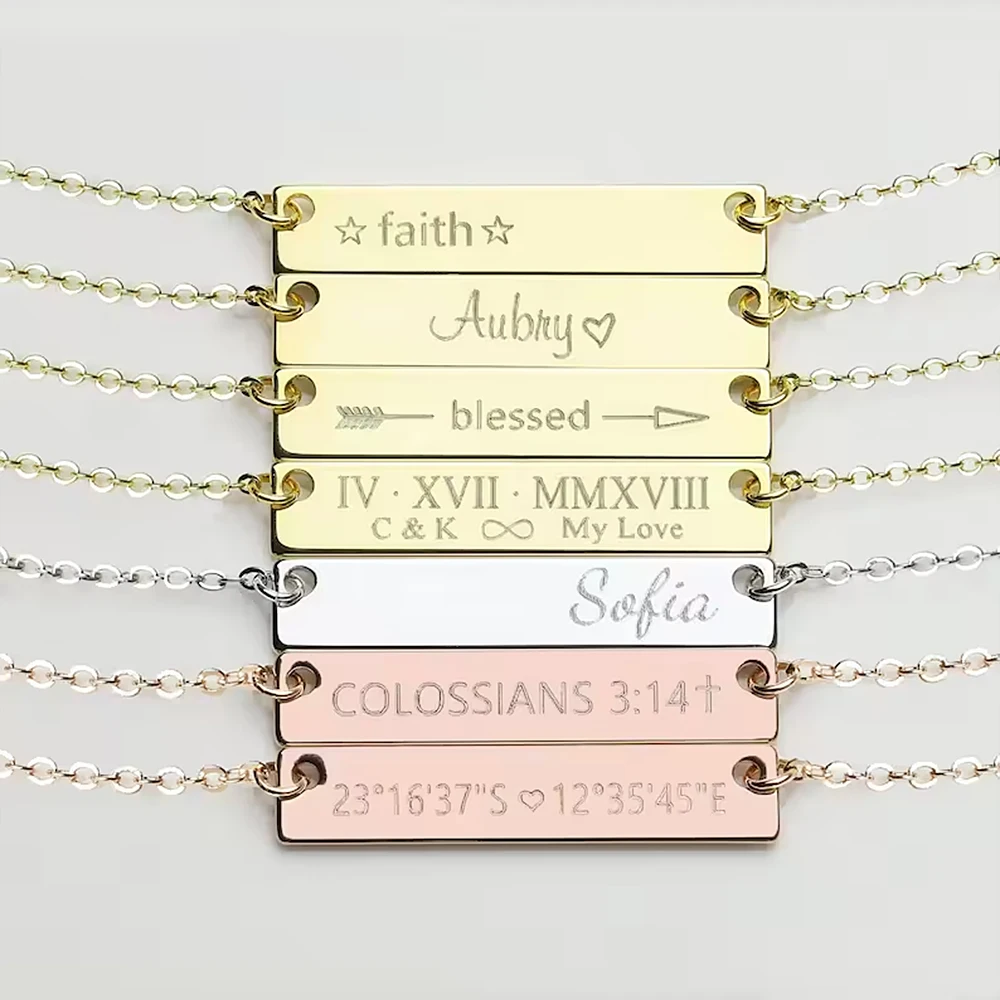 Custom Engraved Name Date Women Necklace Personality Rectangular Pendant Choker Stainless Steel Jewelry Gift Collares Para Mujer
Custom Engraved Name Date Women Necklace Personality Rectangular Pendant Choker Stainless Steel Jewelry Gift Collares Para Mujer