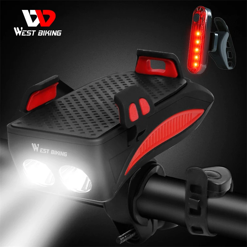 WEST BIKING 400 lumen Multifunction Bike Light With Phone Holder Bicycle Highlight 2000/4000mAh Power Bank Cycling Flashlight
WEST BIKING 400 lumen Multifunction Bike Light With Phone Holder Bicycle Highlight 2000/4000mAh Power Bank Cycling Flashlight