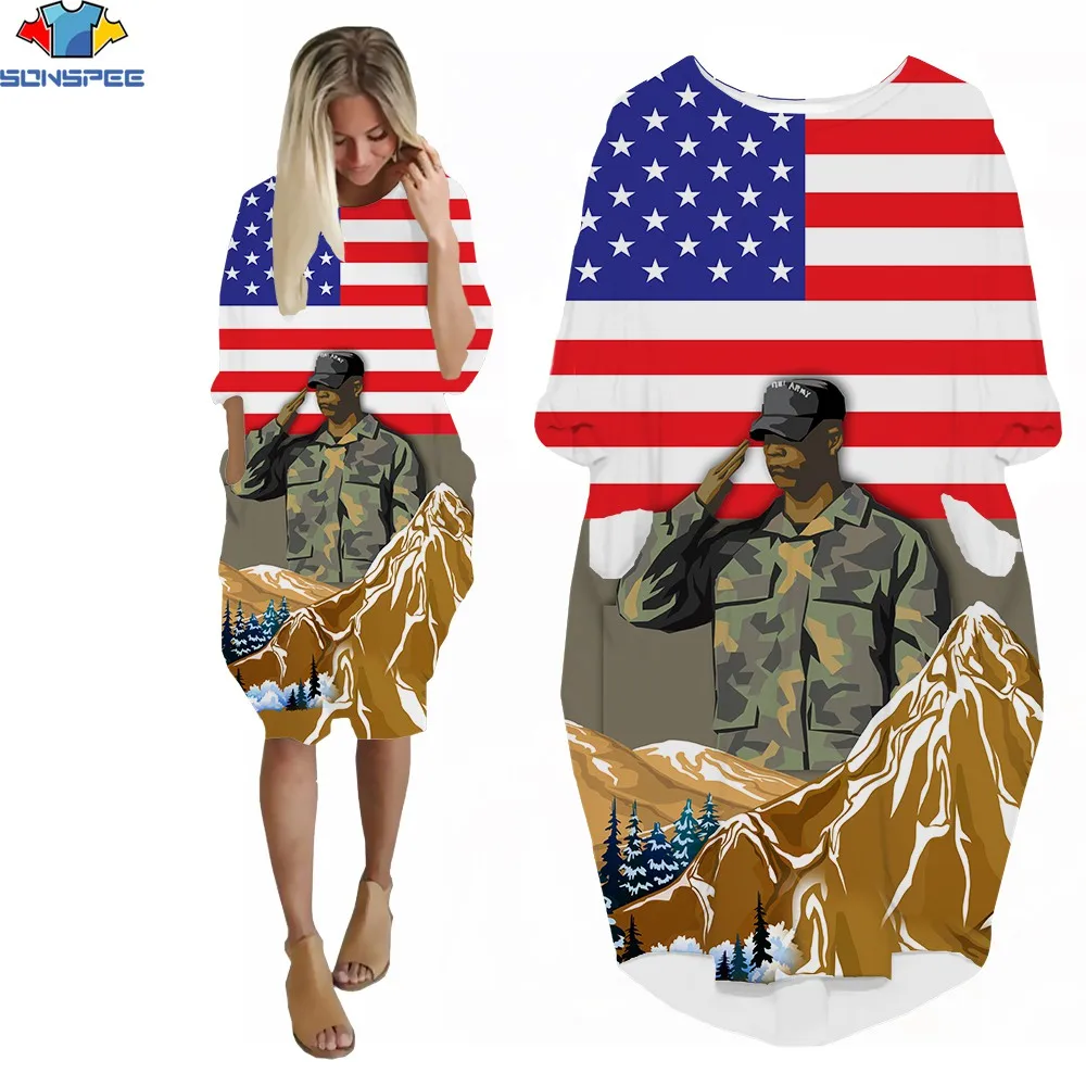 SONSPEE 3D Print New Arrival Summer Dress for Ladies Military Fan American Flag Soldier Army Casual Loose Polyester Pocket Dress
SONSPEE 3D Print New Arrival Summer Dress for Ladies Military Fan American Flag Soldier Army Casual Loose Polyester Pocket Dress