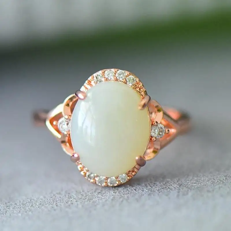 Natural White Jade Ring Adjustable Women Fine Jewelry Accessories Genuine Hetian Jades Nephrite Zircon Copper Rose Gold Rings
Natural White Jade Ring Adjustable Women Fine Jewelry Accessories Genuine Hetian Jades Nephrite Zircon Copper Rose Gold Rings
