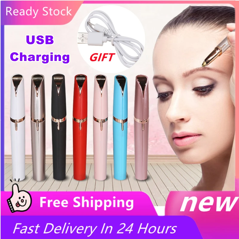 

New USB Electric Eyebrow Trimmer Makeup Painless Eye Brow Epilator Mini Shaver Razors Portable Facial Hair Remover Women 2023