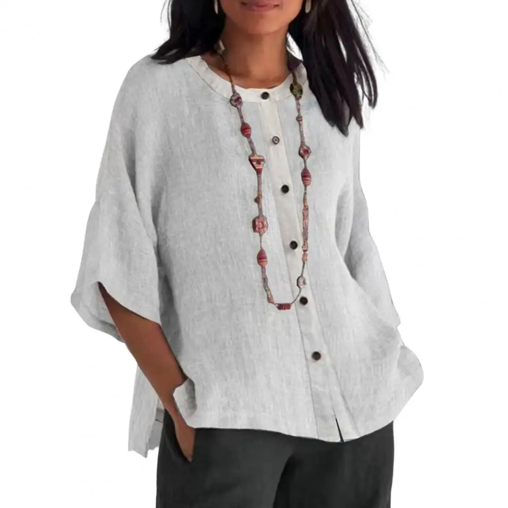 Women Fall Shirt Vintage Loose Three Quarter Sleeve Round Neck blusas Single-breasted Soft Breathable Cardigan shirts & blouses
Women Fall Shirt Vintage Loose Three Quarter Sleeve Round Neck blusas Single-breasted Soft Breathable Cardigan shirts & blouses