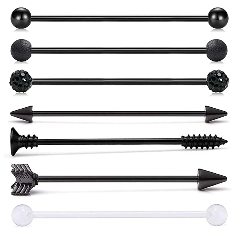 7pcs Industrial Barbell Stainles Steel Ear Cartilage Helix-Conch Earring Piercing Jewelry 38mm Industrial Piercing Jewelry Black
7pcs Industrial Barbell Stainles Steel Ear Cartilage Helix-Conch Earring Piercing Jewelry 38mm Industrial Piercing Jewelry Black