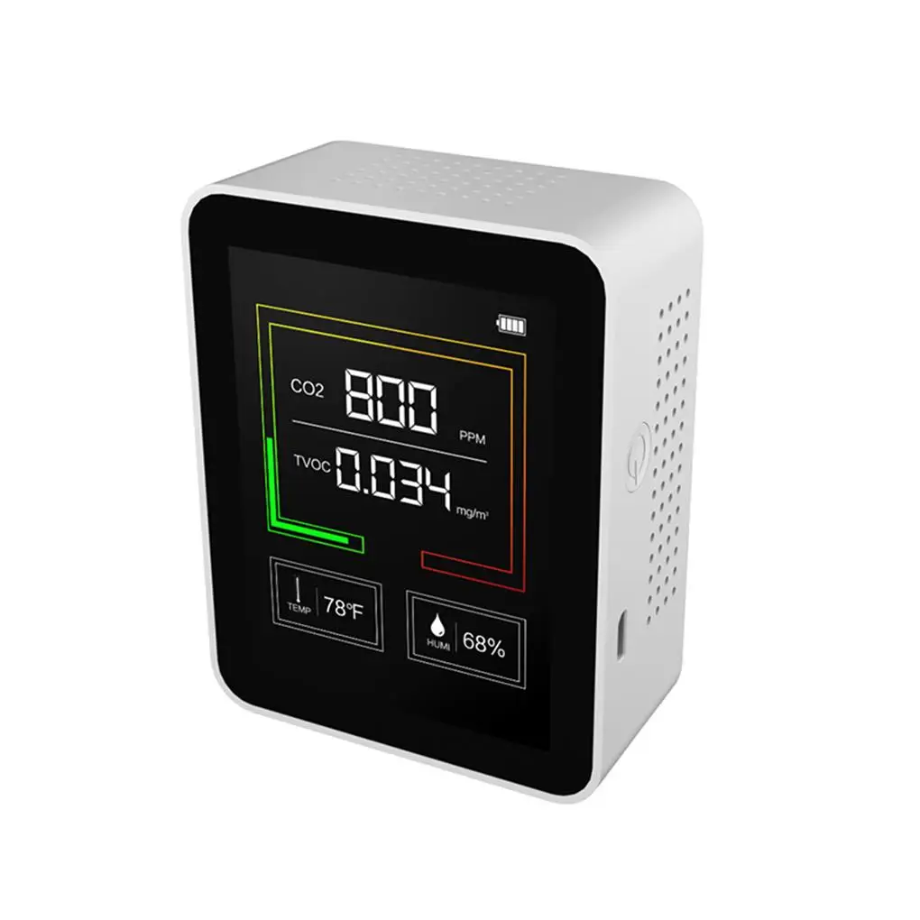 Carbon Dioxide Detector Rechargeable Compact Colorful Screen Tvoc Hcho Temperature Humidity Tester
Carbon Dioxide Detector Rechargeable Compact Colorful Screen Tvoc Hcho Temperature Humidity Tester