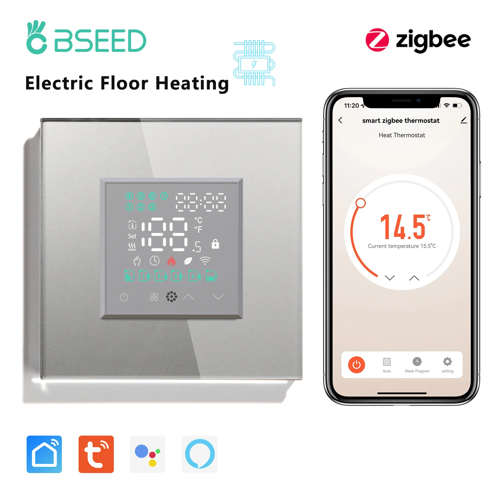 Умный термостат BSEED Zigbee для водяного отопления
Умный термостат BSEED Zigbee для водяного отопления