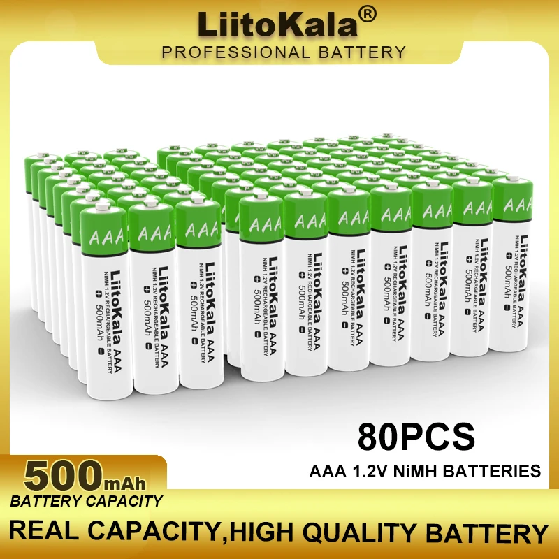 80PCS LiitoKala AAA 1.2V 500mAh NiMH Rechargeable Battery Suitable For Toys, Mice, Electronic Scales, Etc. Wholesale
80PCS LiitoKala AAA 1.2V 500mAh NiMH Rechargeable Battery Suitable For Toys, Mice, Electronic Scales, Etc. Wholesale