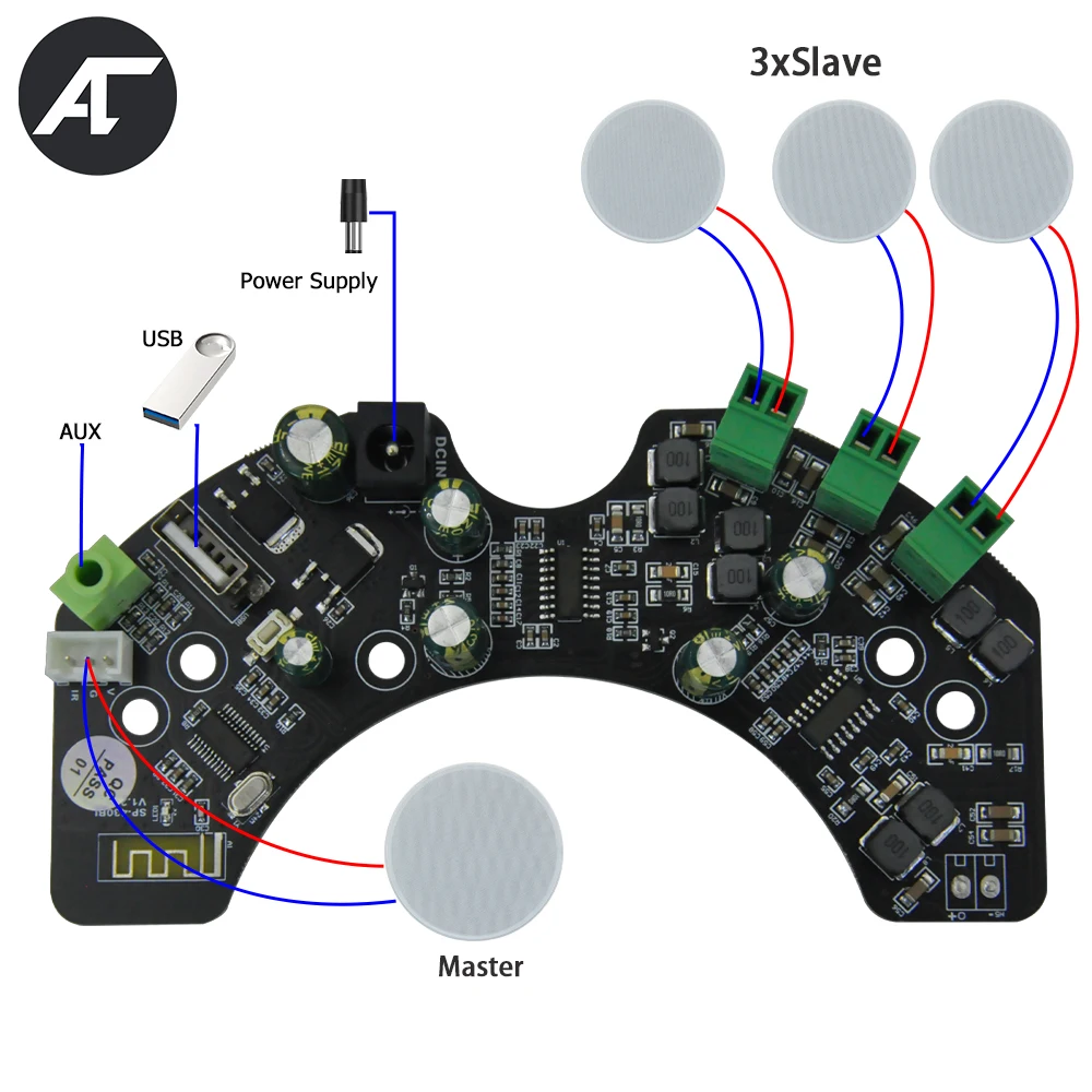 Bluetooth5.1 Audio Amplifier Board Class D Stereo Home Theater Sound Amp 30W 4Channel for Ceiling Speaker Module Support AUX USB
Bluetooth5.1 Audio Amplifier Board Class D Stereo Home Theater Sound Amp 30W 4Channel for Ceiling Speaker Module Support AUX USB