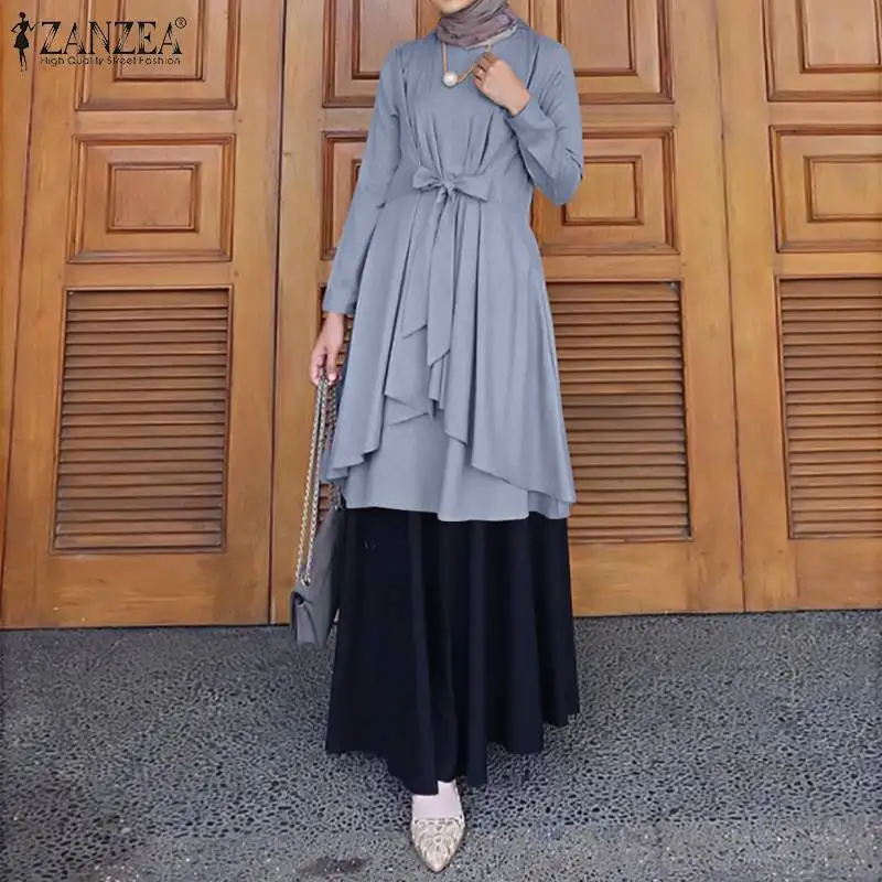 Asymmetrical Casual Muslim Fashion Tops ZANZEA Women Long Sleeve O-Neck Cotton Holiday Casual Elegant Blouse Islamic Clothing
Asymmetrical Casual Muslim Fashion Tops ZANZEA Women Long Sleeve O-Neck Cotton Holiday Casual Elegant Blouse Islamic Clothing