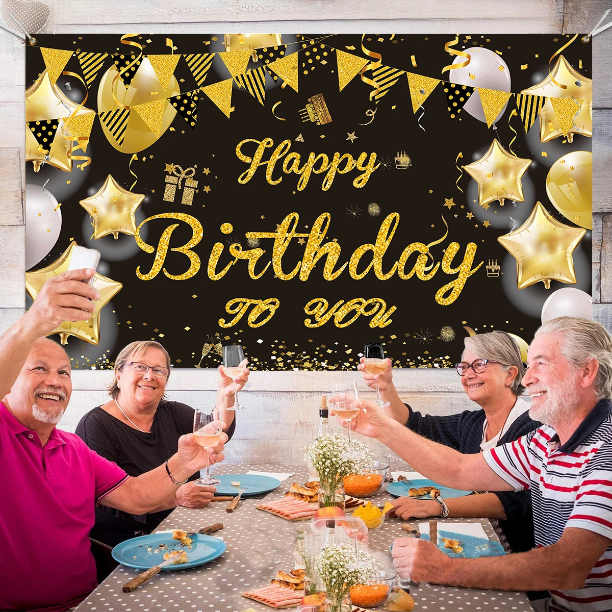 JOLLYBOOM 180*110cm Happy Birthday To You Banner Background Cloth Birthday Party Decoration Black Gold Washable Party Supplies
JOLLYBOOM 180*110cm Happy Birthday To You Banner Background Cloth Birthday Party Decoration Black Gold Washable Party Supplies