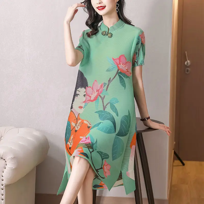 Women dress Large size women's improvement cheongsam skirt 2021 summer new precious lady fashion slim striped pleated dress
Women dress Large size women's improvement cheongsam skirt 2021 summer new precious lady fashion slim striped pleated dress