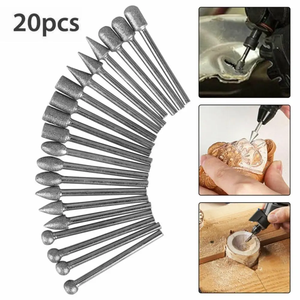 20pcs Rotary Tool Drill Bits Set 120 Grit Electroplated Diamond Burr Grinding Burrs Drill Bit For Grinding Polishing Engraving
20pcs Rotary Tool Drill Bits Set 120 Grit Electroplated Diamond Burr Grinding Burrs Drill Bit For Grinding Polishing Engraving