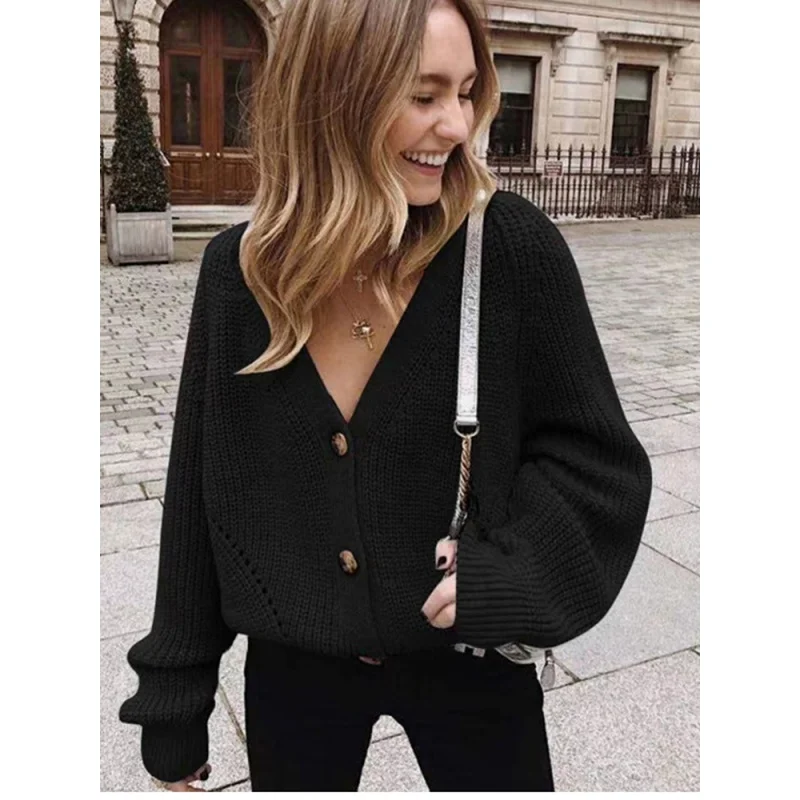 Zoki Women Knitted Cardigans Sweater Fashion Autumn Long Sleeve Loose Coat Casual Button Thick V Neck Solid Female Tops
Zoki Women Knitted Cardigans Sweater Fashion Autumn Long Sleeve Loose Coat Casual Button Thick V Neck Solid Female Tops