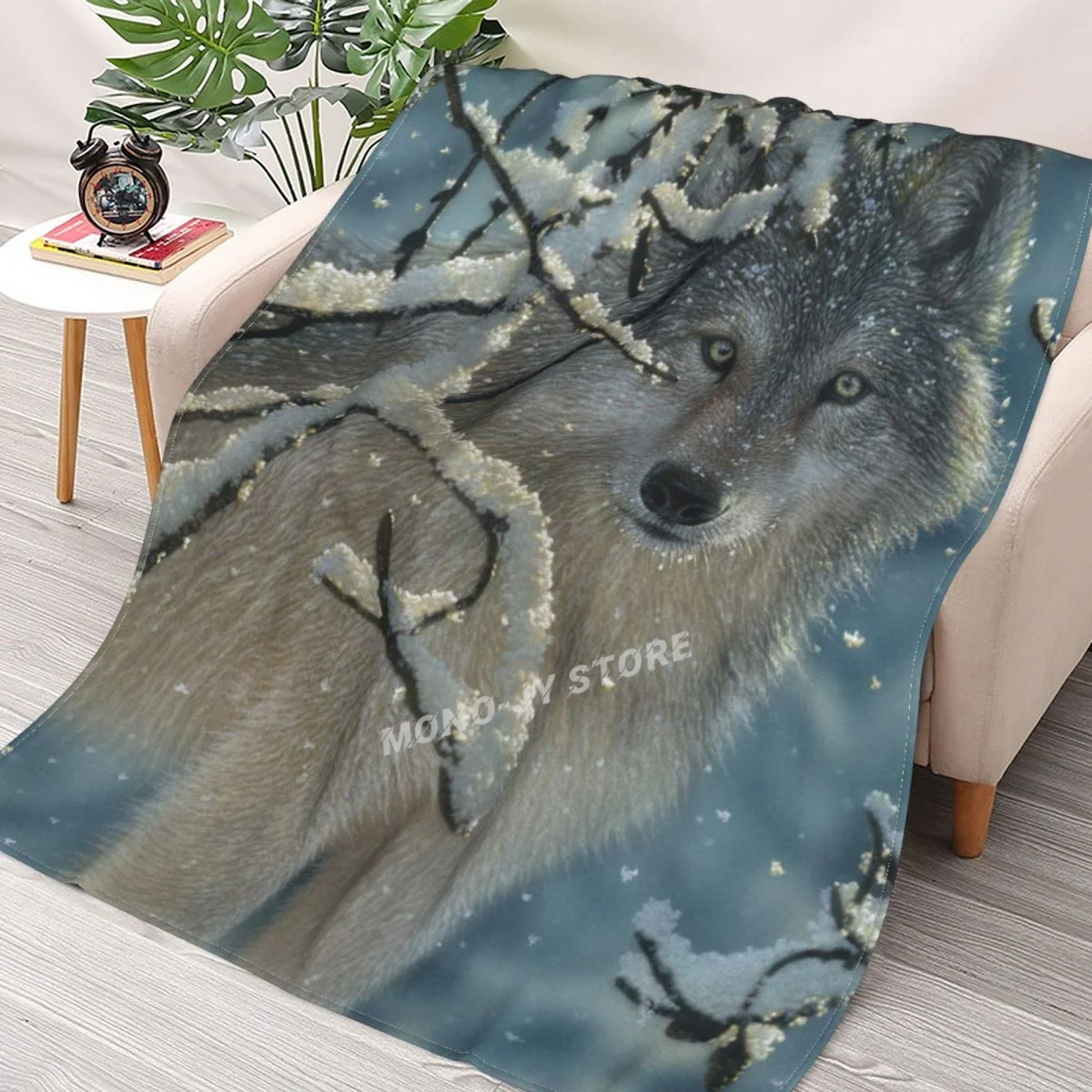 

Broken Silence Wolf Throws Blankets Collage Flannel Ultra-Soft Warm picnic blanket bedspread on the bed