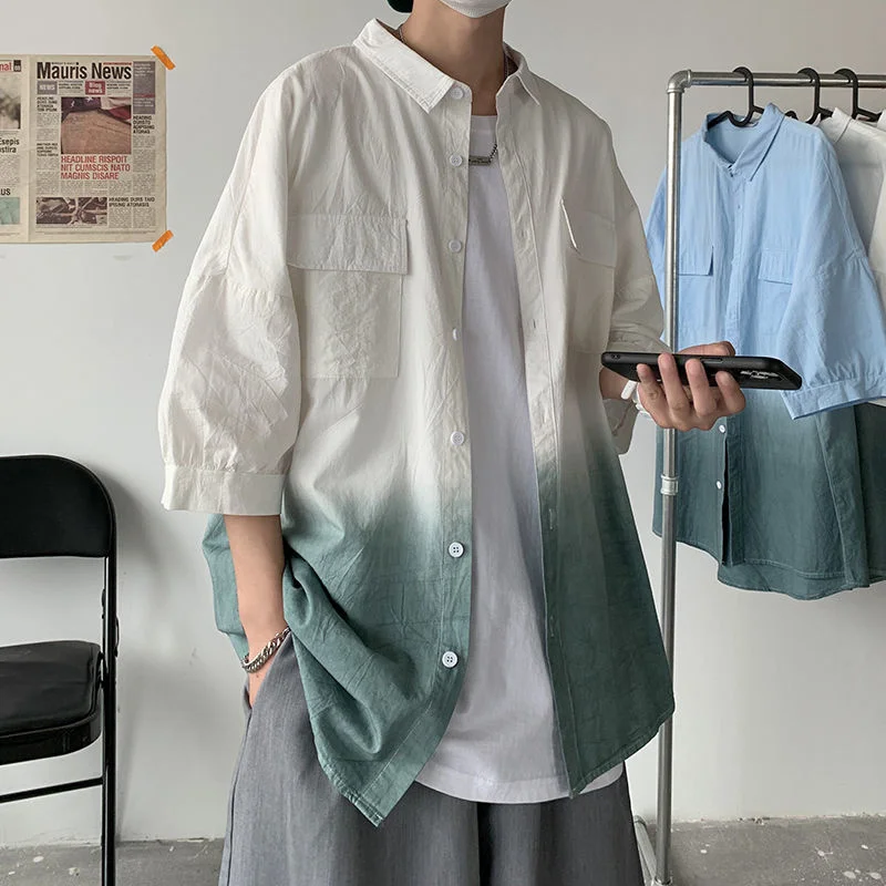 Hybskr Gradient Summer Men's Shirt Short Sleeve Casual Harajuku High Quality Blouses Clothes Fashion Brand Male Cardigan Tops
Hybskr Gradient Summer Men's Shirt Short Sleeve Casual Harajuku High Quality Blouses Clothes Fashion Brand Male Cardigan Tops