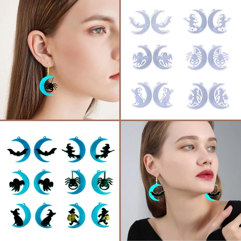 6Pcs/1 Pc Diy Crystal Epoxy Mold Earrings Pendant Jewelry Mold Hanging Pendant Decoration Witch Moon Bat Mirror Silicone Mold
6Pcs/1 Pc Diy Crystal Epoxy Mold Earrings Pendant Jewelry Mold Hanging Pendant Decoration Witch Moon Bat Mirror Silicone Mold