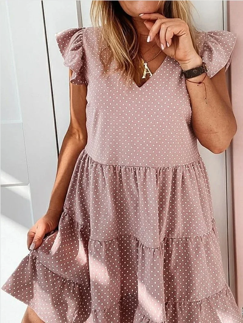 Boho Polka Dot Mini Dress Summer Women Ruffles Loose Short Sleeve Dress New Plus Size Elegant V-Neck Party Beach Casual Clothing
Boho Polka Dot Mini Dress Summer Women Ruffles Loose Short Sleeve Dress New Plus Size Elegant V-Neck Party Beach Casual Clothing