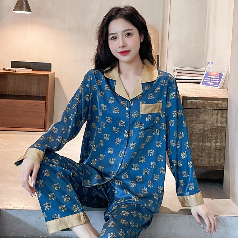 2023 New Pajamas Women's Spring and Autumn Lapel Cardigan Long-sleeved Trousers Home Service Suit Can Be Worn Outside Sleepwear
2023 New Pajamas Women's Spring and Autumn Lapel Cardigan Long-sleeved Trousers Home Service Suit Can Be Worn Outside Sleepwear