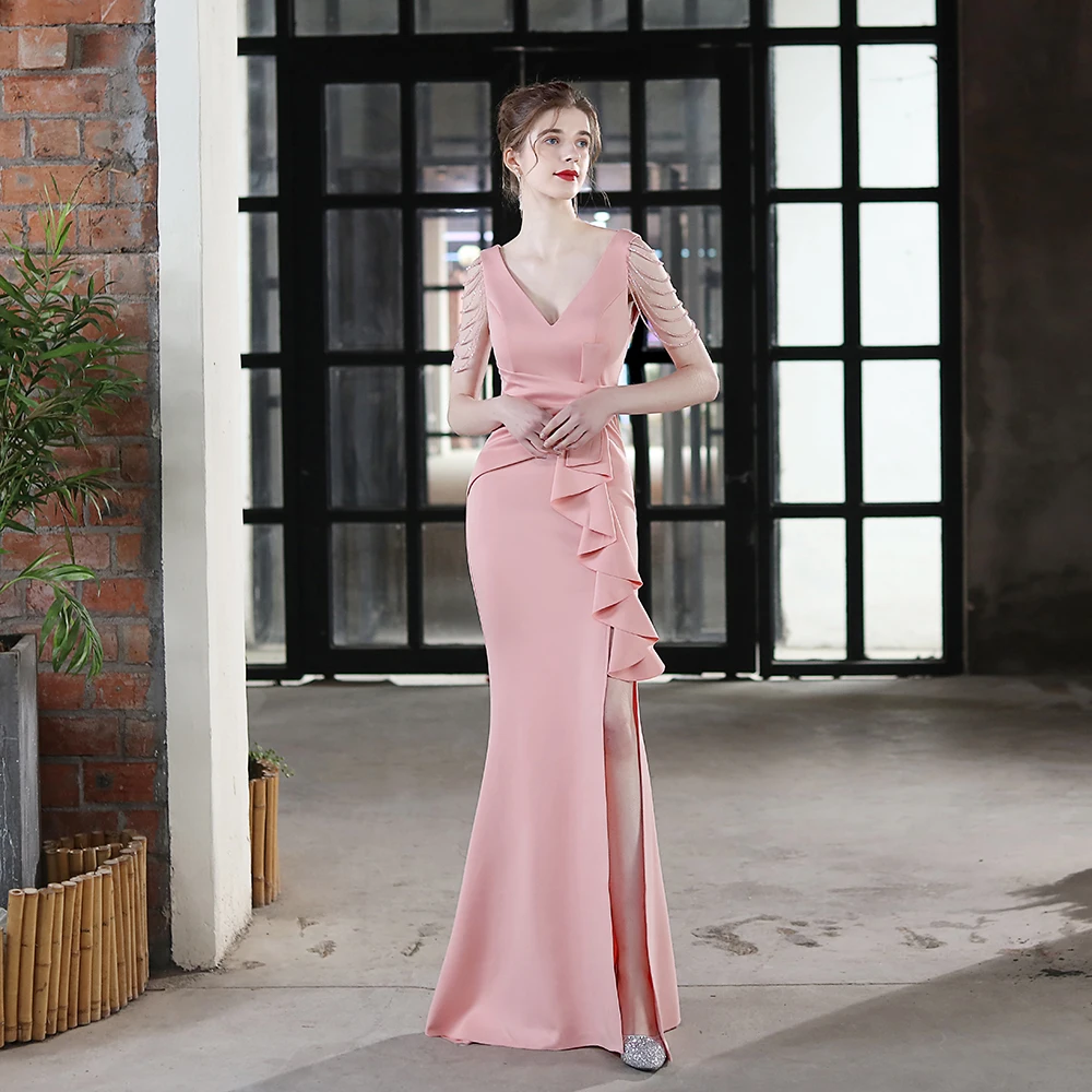 Mermaid Satin V Neck Crystal Bridesmaid Dresses Evening Formal Prom Wedding Party Robe Re Soirée Femme Robe De Soirée Se Mariage
Mermaid Satin V Neck Crystal Bridesmaid Dresses Evening Formal Prom Wedding Party Robe Re Soirée Femme Robe De Soirée Se Mariage