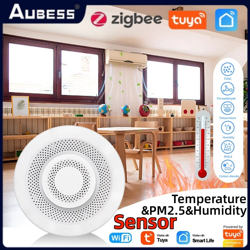 Tuya Zigbee/WiFi Air Quality Sensor Monitor Smart Air Box PM2.5 CO2 Meter Formaldehyde VOC Temperature Humidity Sensor & Gateway
Tuya Zigbee/WiFi Air Quality Sensor Monitor Smart Air Box PM2.5 CO2 Meter Formaldehyde VOC Temperature Humidity Sensor & Gateway