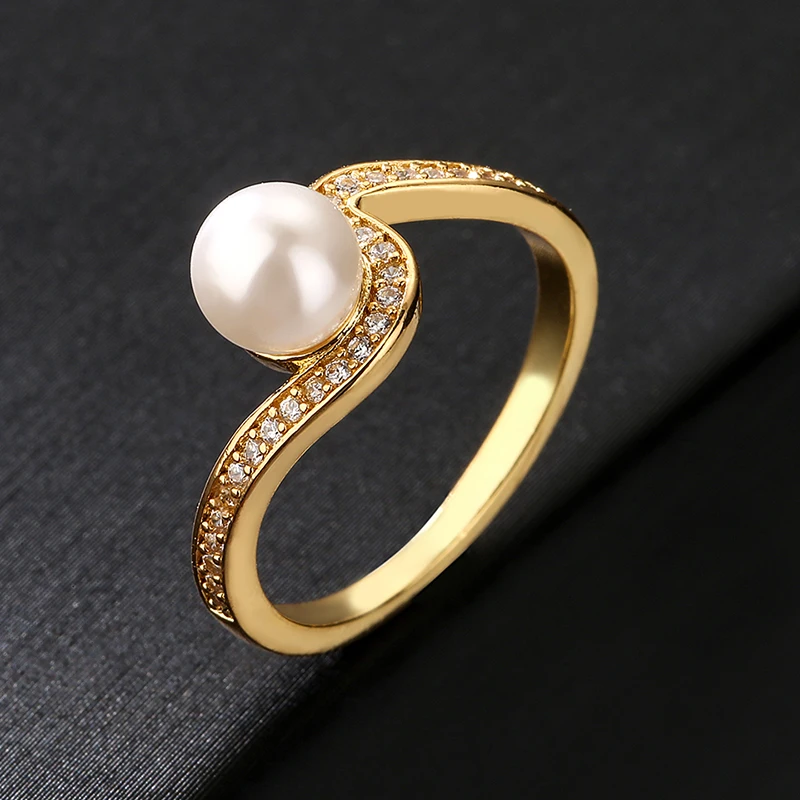 JUNZI Luxury Zirconia Oversized Imitation Pearl Rings for Women Twist Gold Plated Engagement Wedding Bridal Jewelry Couple Gifts
JUNZI Luxury Zirconia Oversized Imitation Pearl Rings for Women Twist Gold Plated Engagement Wedding Bridal Jewelry Couple Gifts