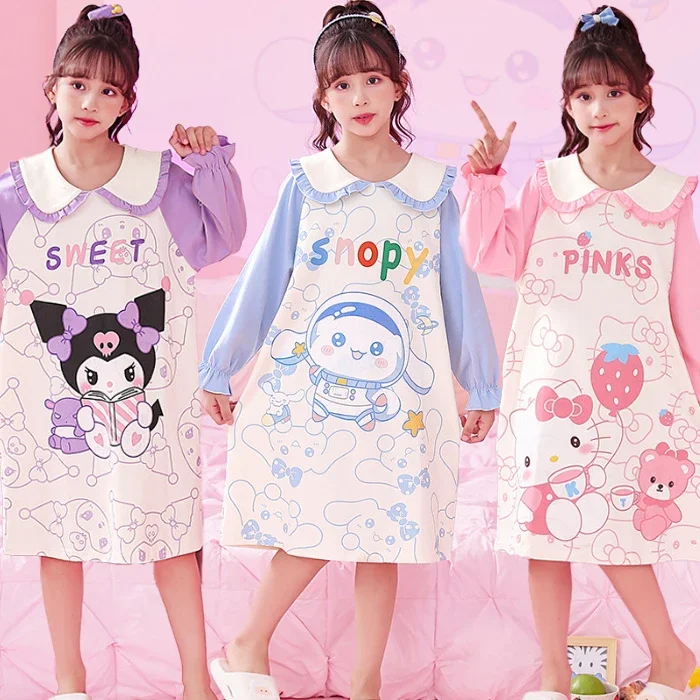 Kawaii Sanrio Hello Kitty Cinnamoroll Y2K Children Cotton Nightgown Anime Kuromi My Melody Fall Casual Long-sleeved Girl Pajamas
Kawaii Sanrio Hello Kitty Cinnamoroll Y2K Children Cotton Nightgown Anime Kuromi My Melody Fall Casual Long-sleeved Girl Pajamas